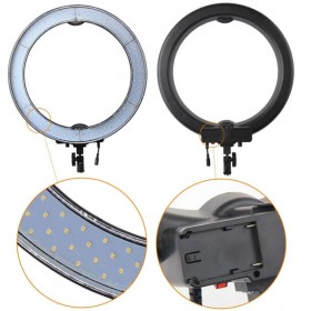Combo Buy RL-18 LED Ring Light 5500K Photography Dimmable Ring Lamp, runs on direct current and battery + Battery Charger + Battery 